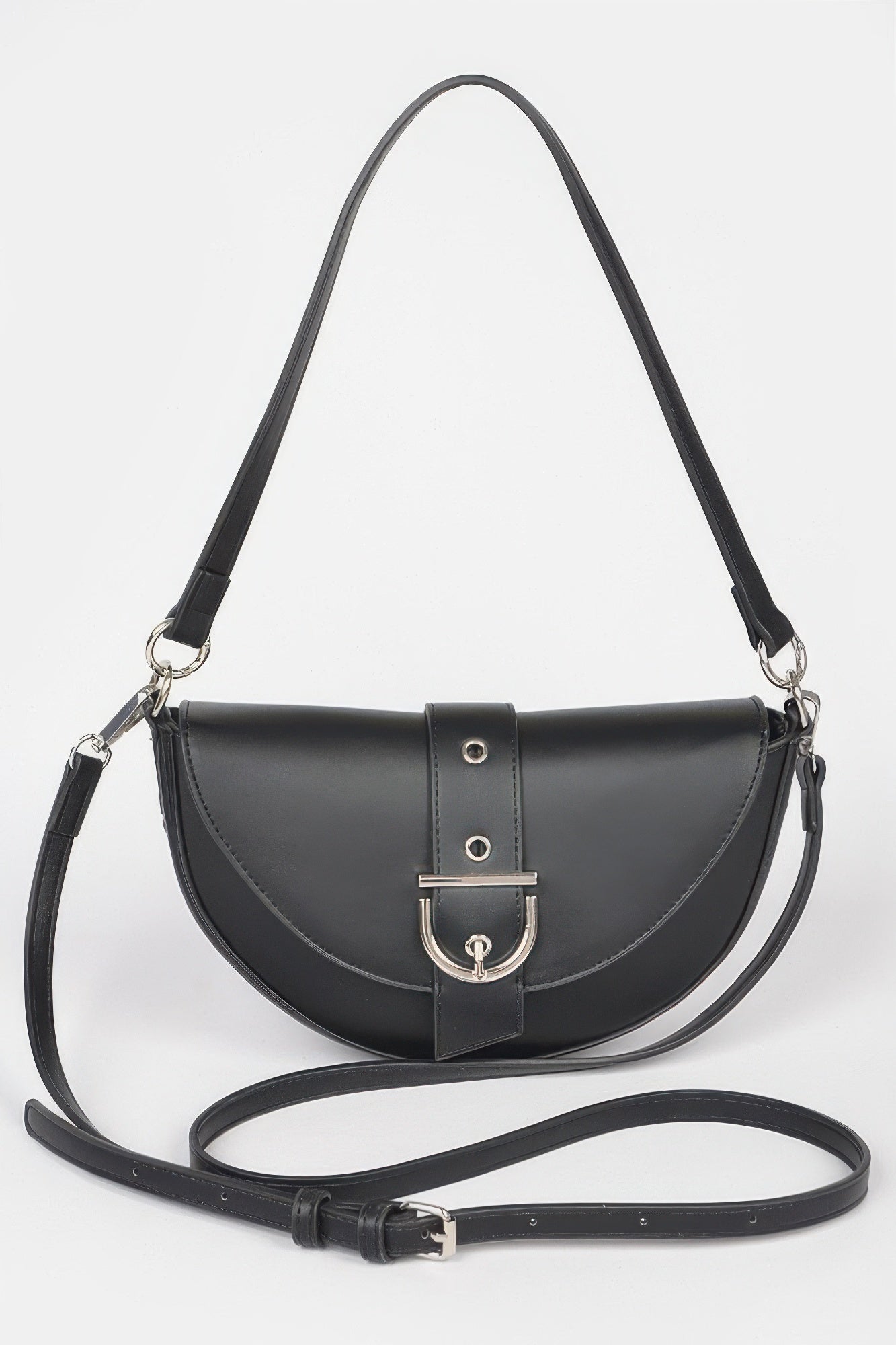 Faux Leather Buckle Shoulder Bag | Mixtshop LLC