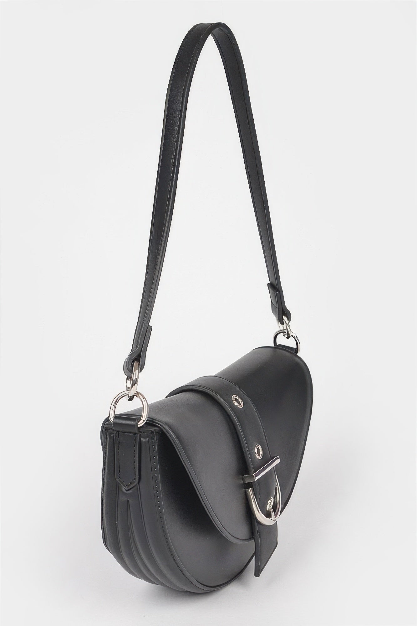Faux Leather Buckle Shoulder Bag | Mixtshop LLC