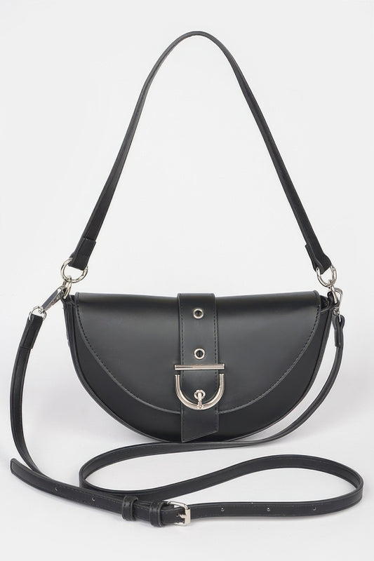 Faux Leather Buckle Shoulder Bag | Mixtshop LLC