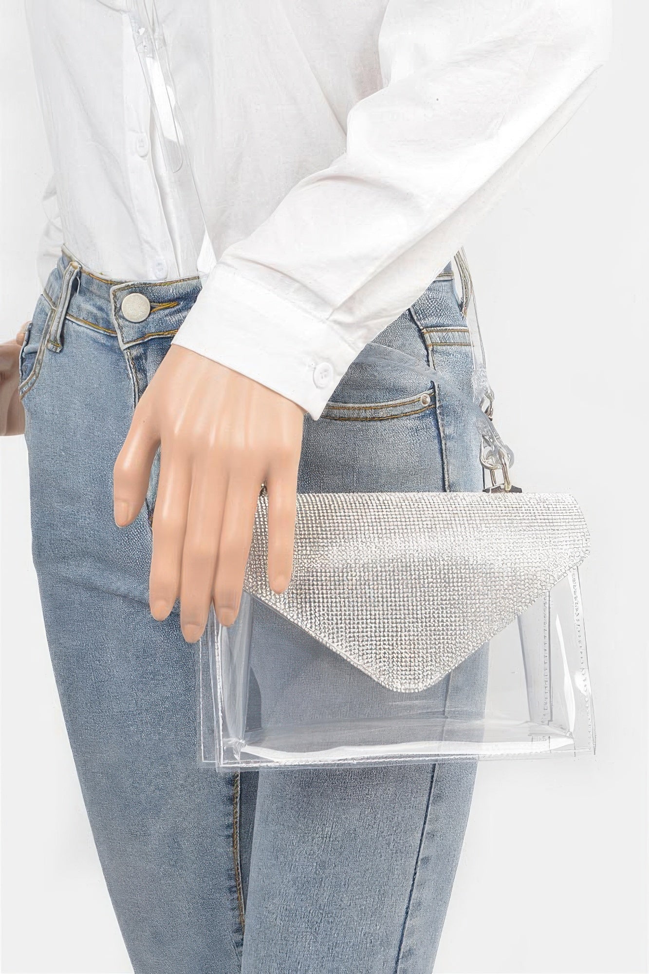 Transparent Rhinestone Top Handle Flap Bag | Mixtshop LLC