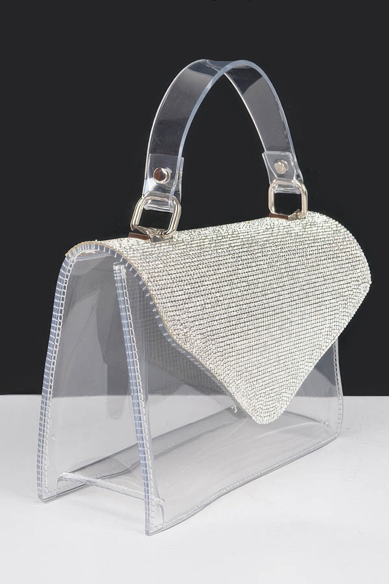 Transparent Rhinestone Top Handle Flap Bag | Mixtshop LLC