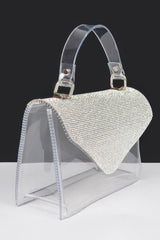 Transparent Rhinestone Top Handle Flap Bag | Mixtshop LLC