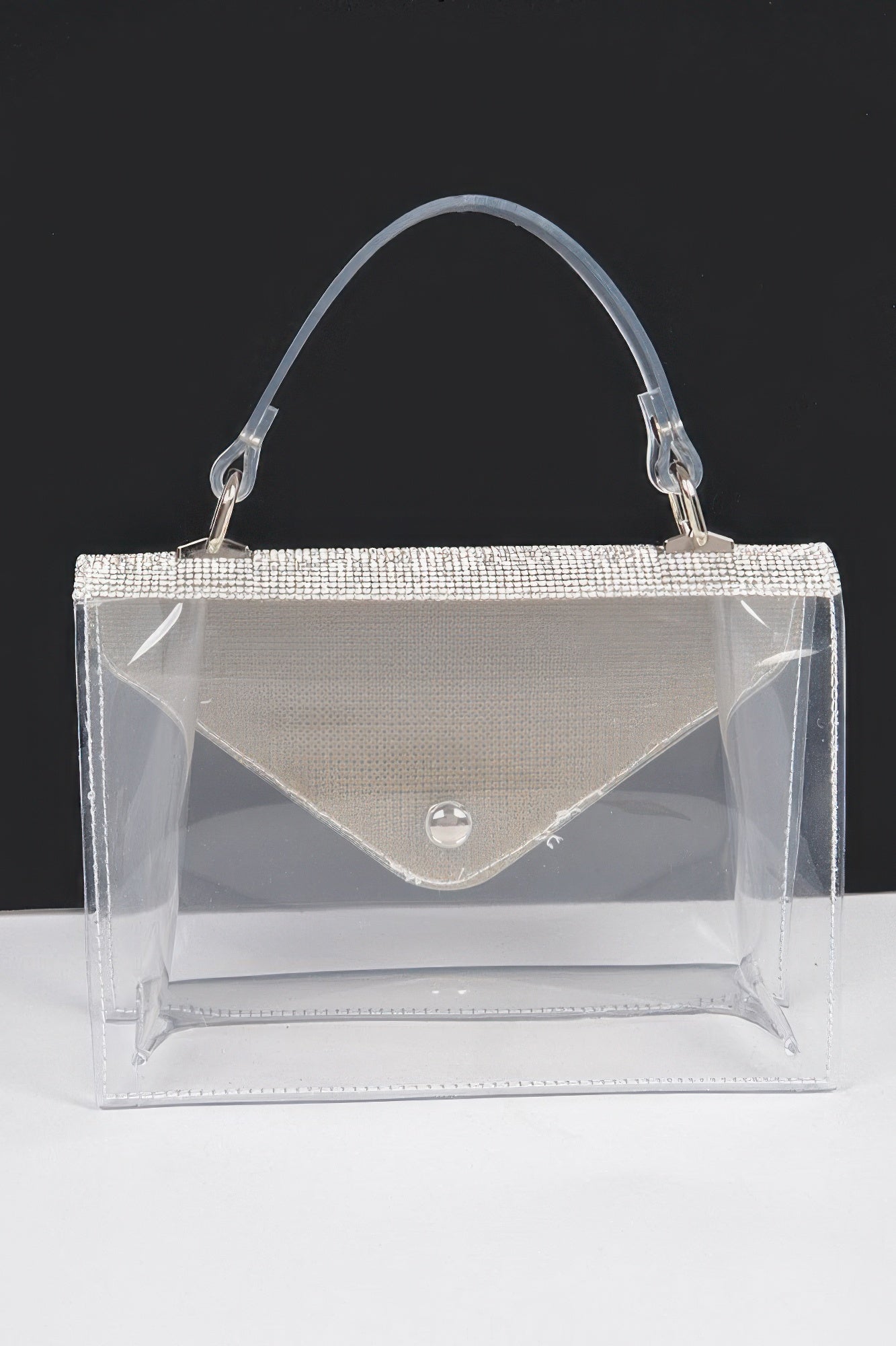 Transparent Rhinestone Top Handle Flap Bag | Mixtshop LLC