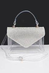 Transparent Rhinestone Top Handle Flap Bag | Mixtshop LLC