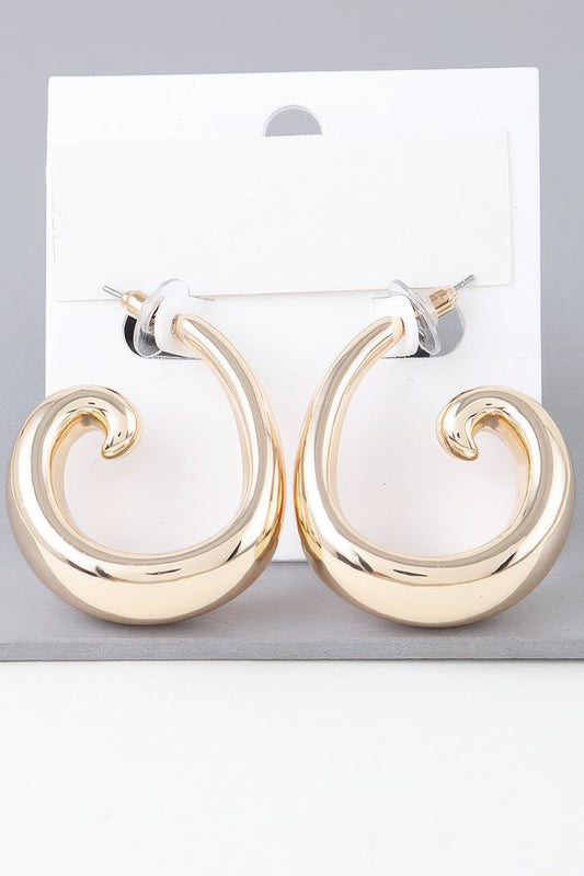Shiny Wave Curl Hoop Earrings | Mixtshop LLC