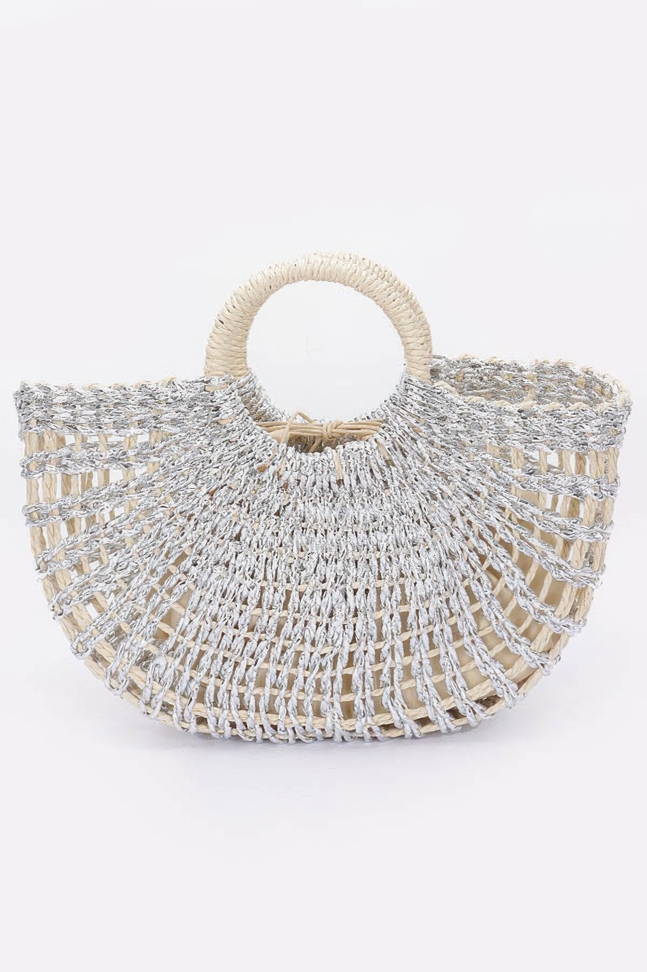 Metallic Faux Straw Tote Bag W Pouch | Mixtshop LLC