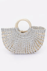 Metallic Faux Straw Tote Bag W Pouch | Mixtshop LLC