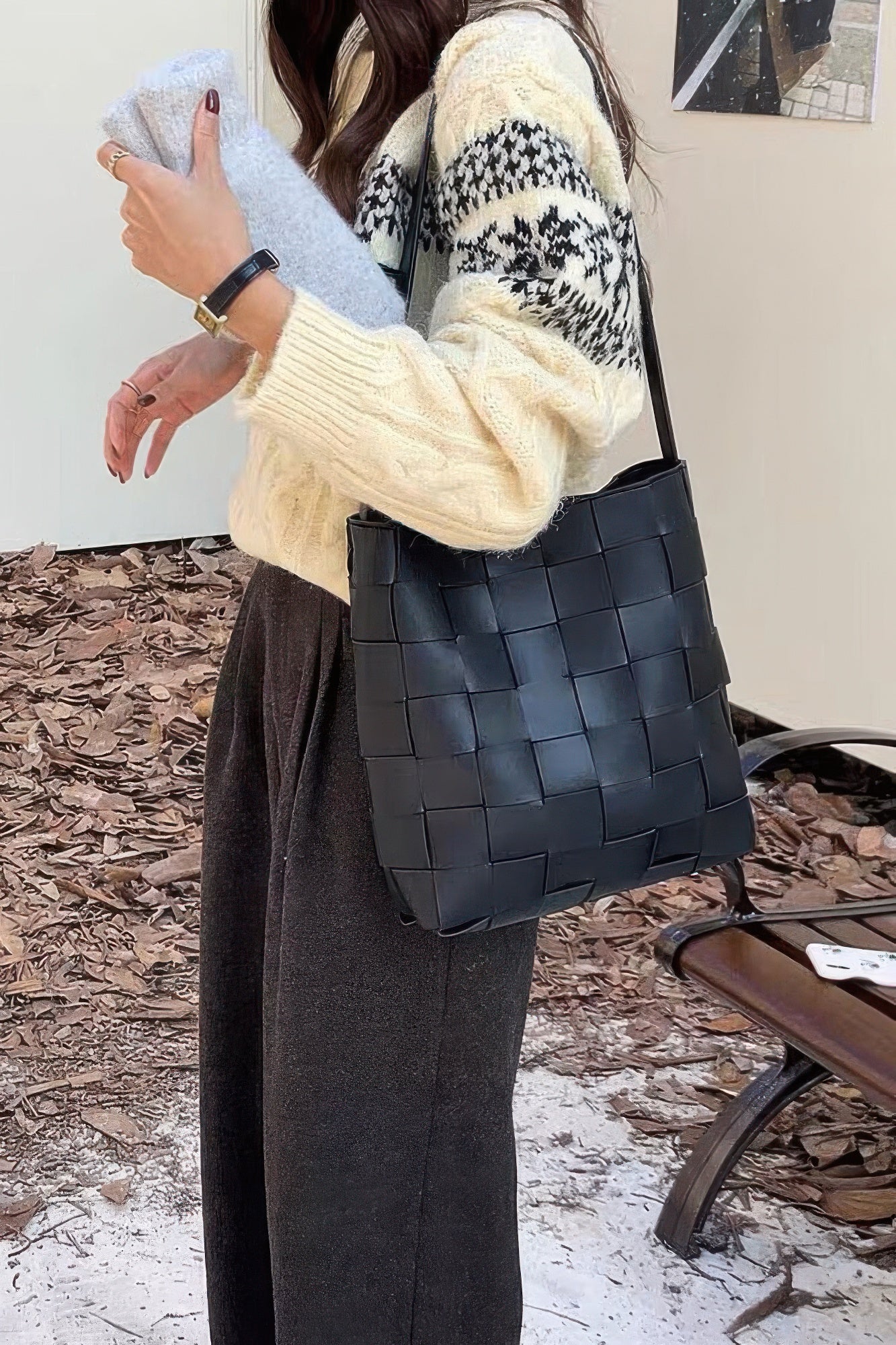 Faux Leather Braided Shoulder Bag W Pouch | Mixtshop LLC