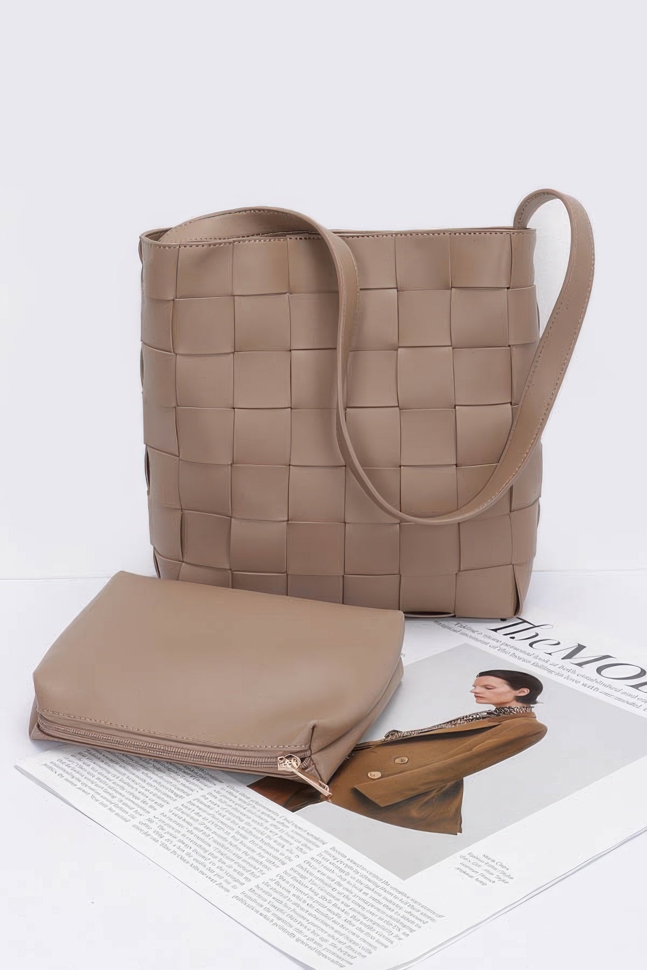 Faux Leather Braided Shoulder Bag W Pouch | Mixtshop LLC