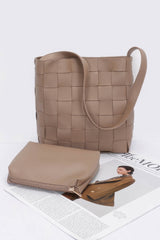 Faux Leather Braided Shoulder Bag W Pouch | Mixtshop LLC