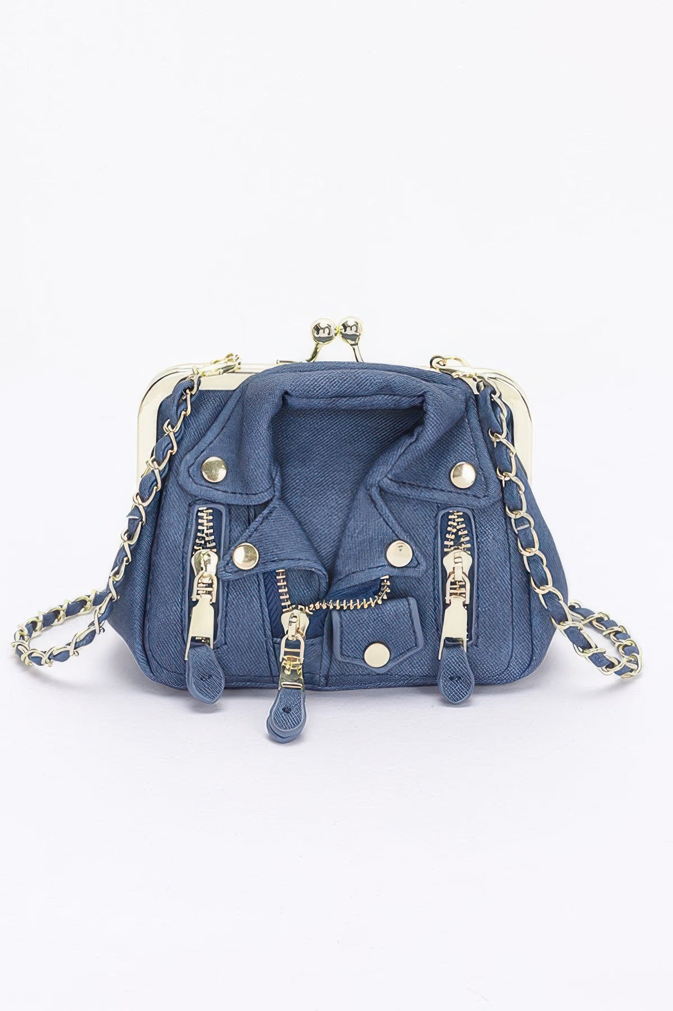 Faux Denim Leather Jacket Style Crossbody Bag | Mixtshop LLC