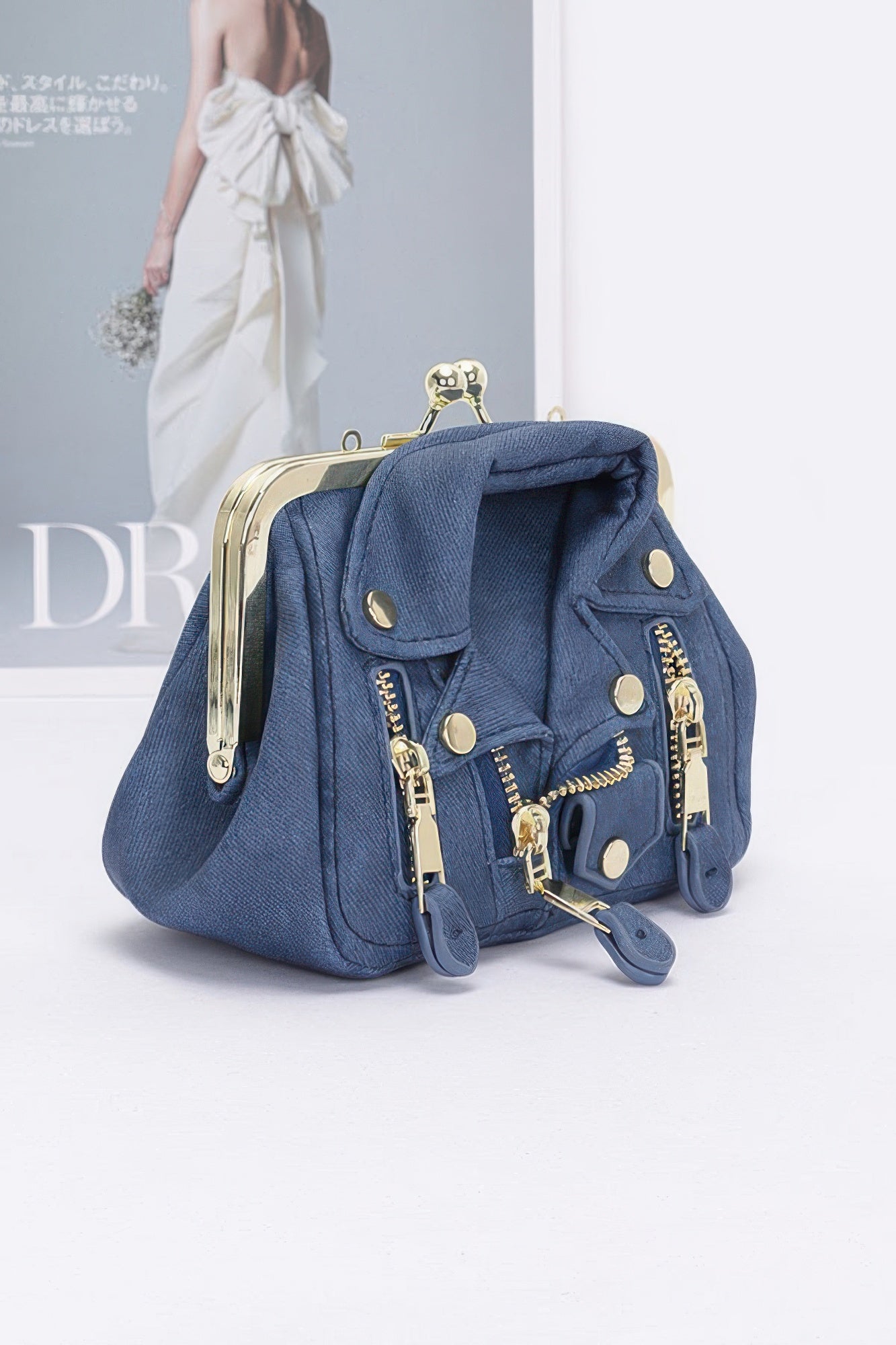 Faux Denim Leather Jacket Style Crossbody Bag | Mixtshop LLC