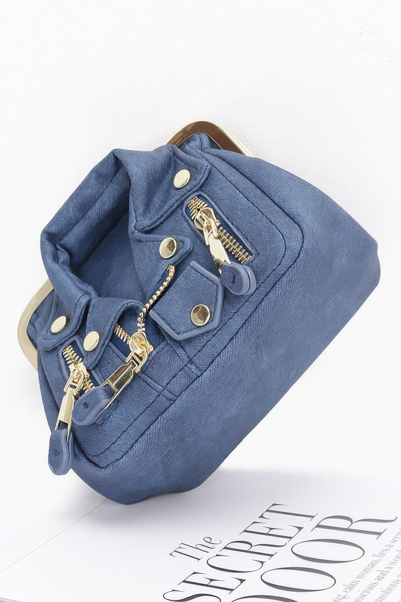 Faux Denim Leather Jacket Style Crossbody Bag | Mixtshop LLC