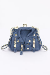 Faux Denim Leather Jacket Style Crossbody Bag | Mixtshop LLC