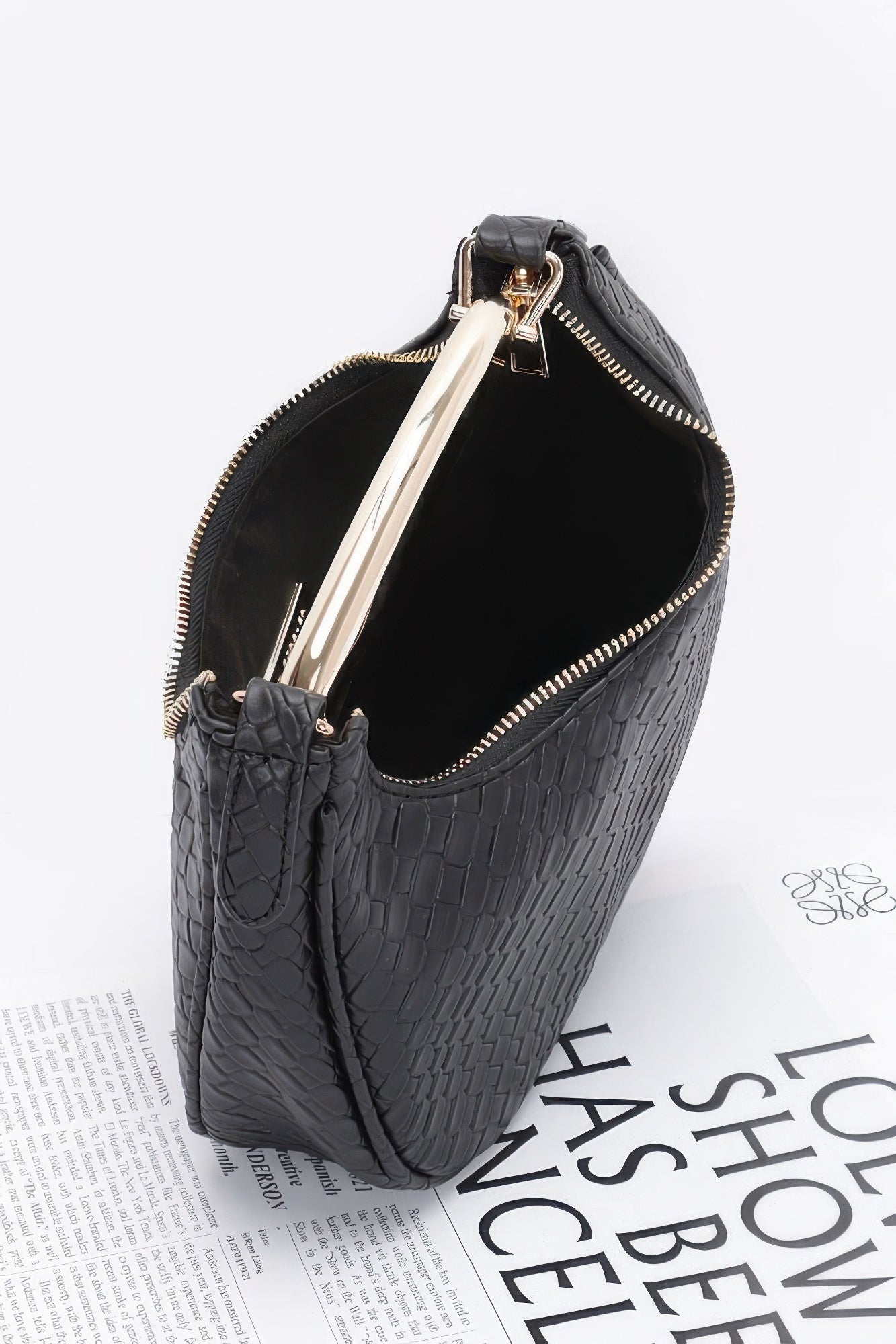 Embossed Faux Leather Metal Handle Bag | Mixtshop LLC