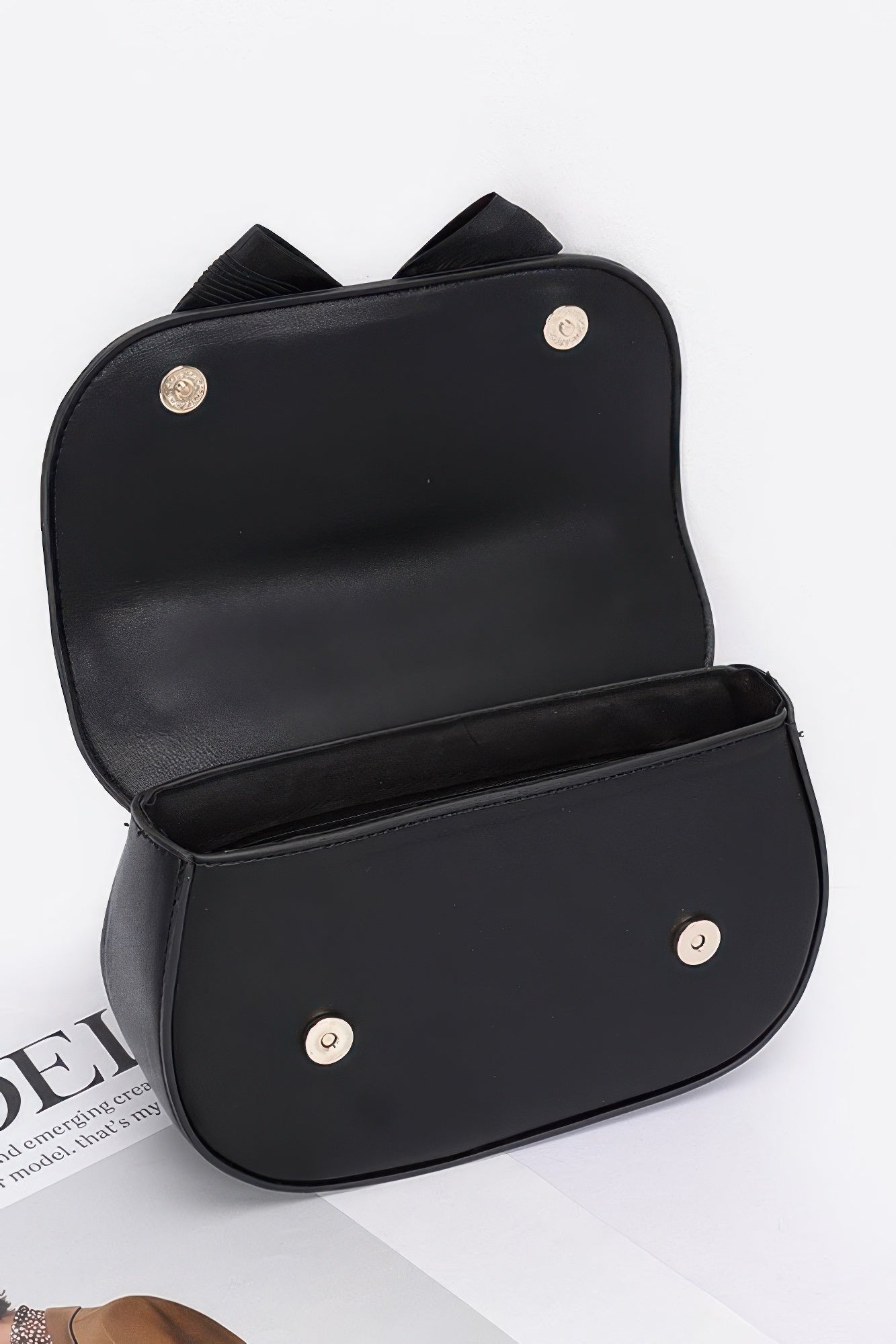 Faux Leather Flower Ribbon Top Handle Flap Bag | Mixtshop LLC