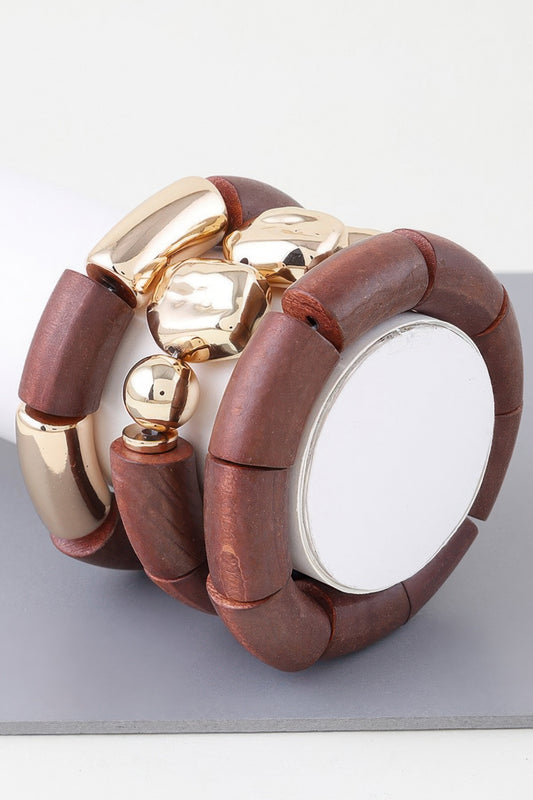 Multi Stone Wood Bracelet | Mixtshop LLC