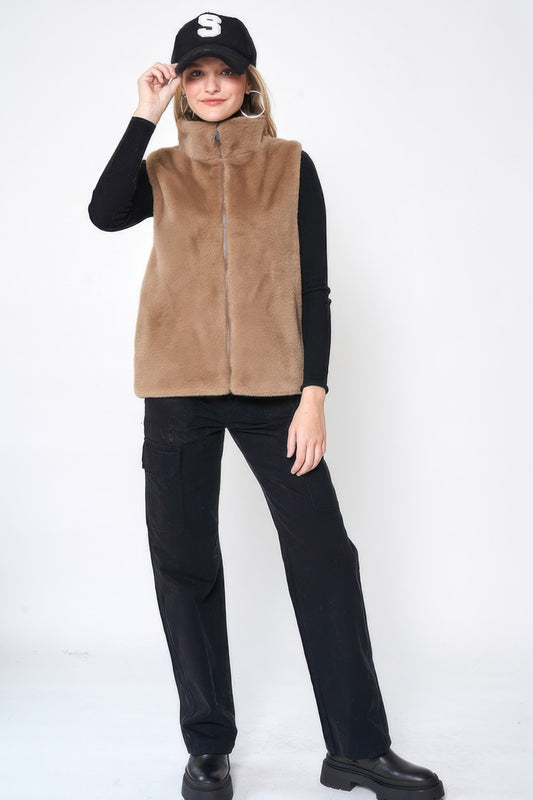 Solid Faux Fur Vest | Mixtshop LLC