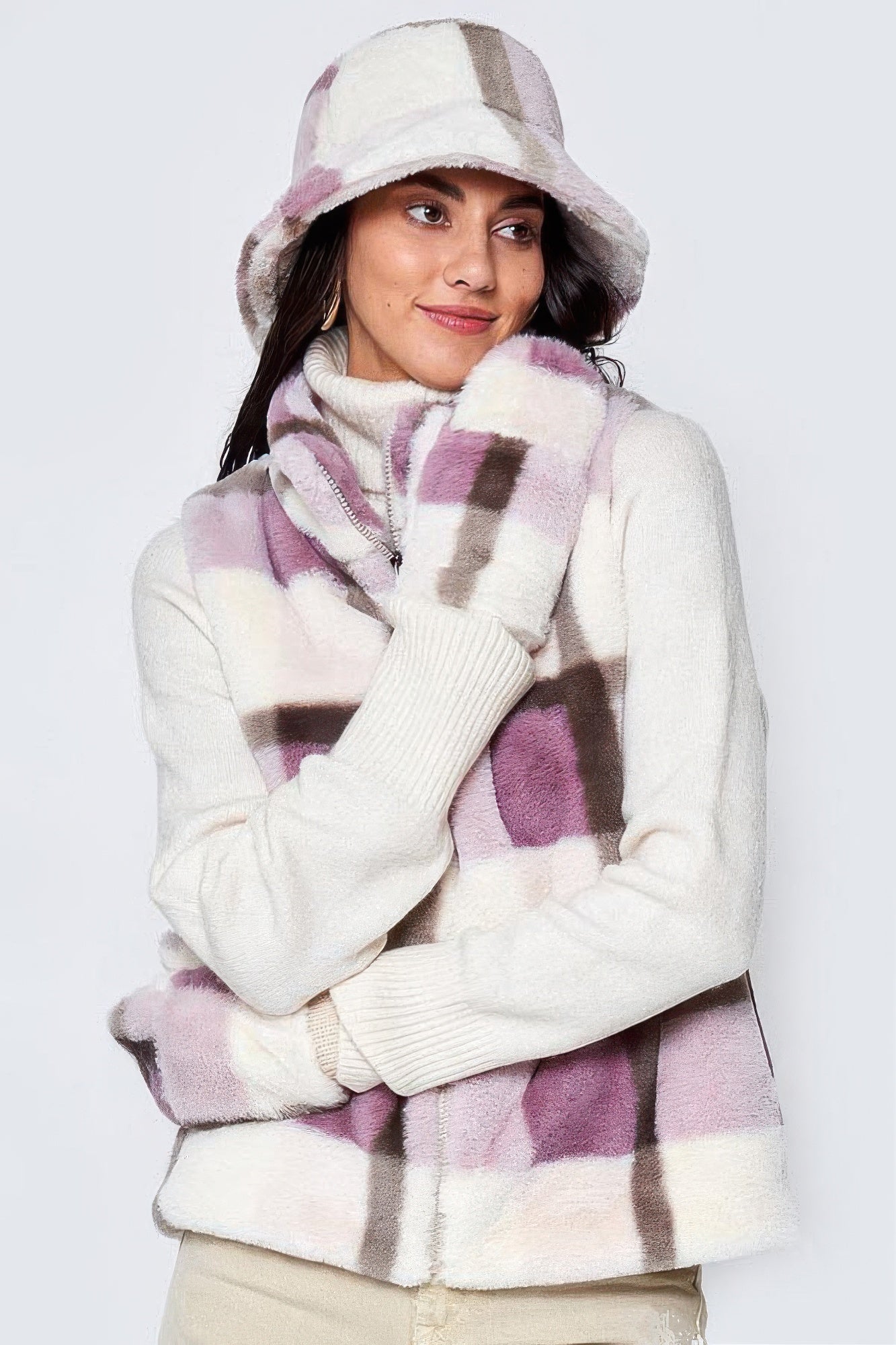 Plaid Faux Fur Vest | Mixtshop LLC
