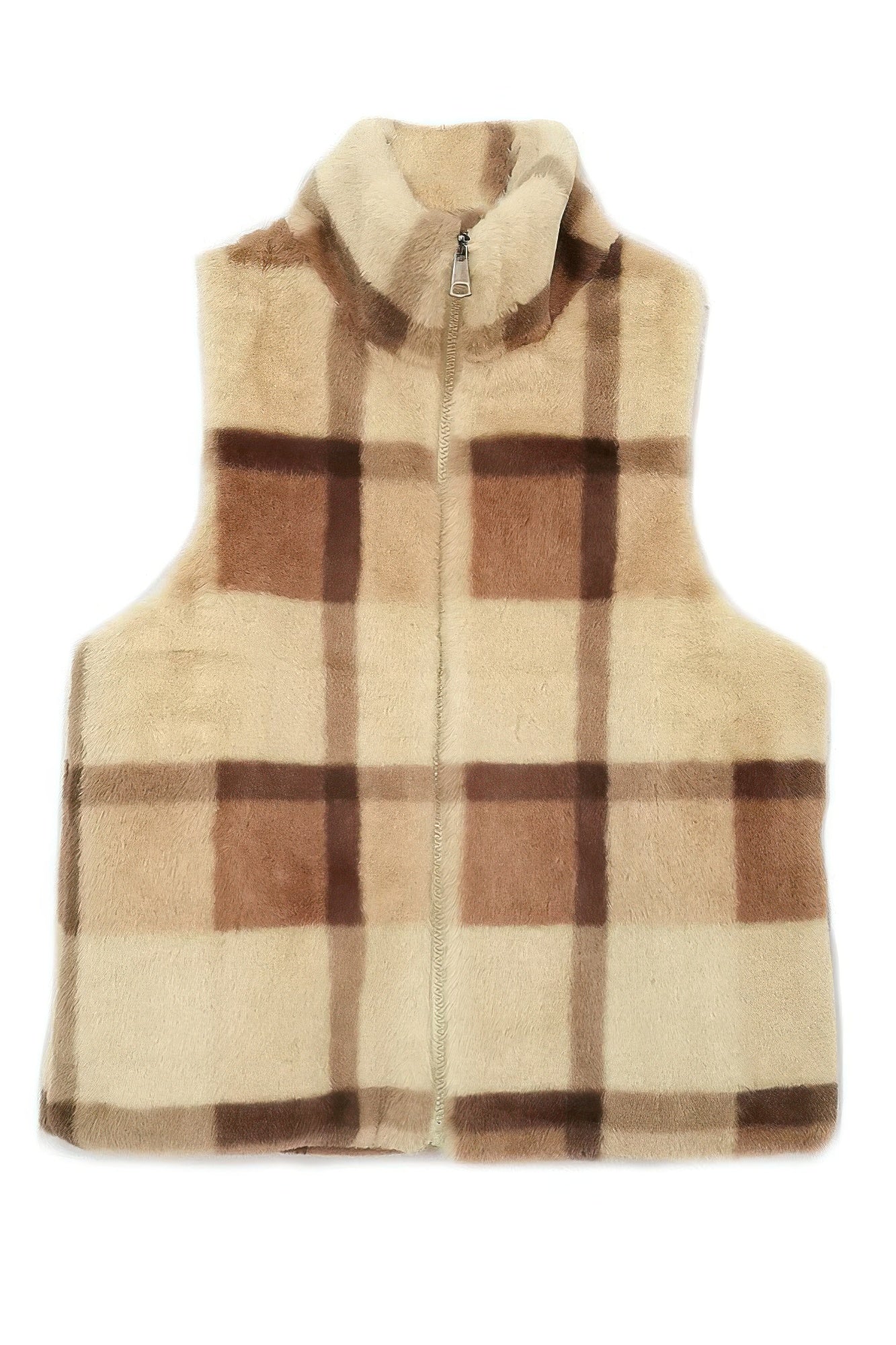 Plaid Faux Fur Vest | Mixtshop LLC