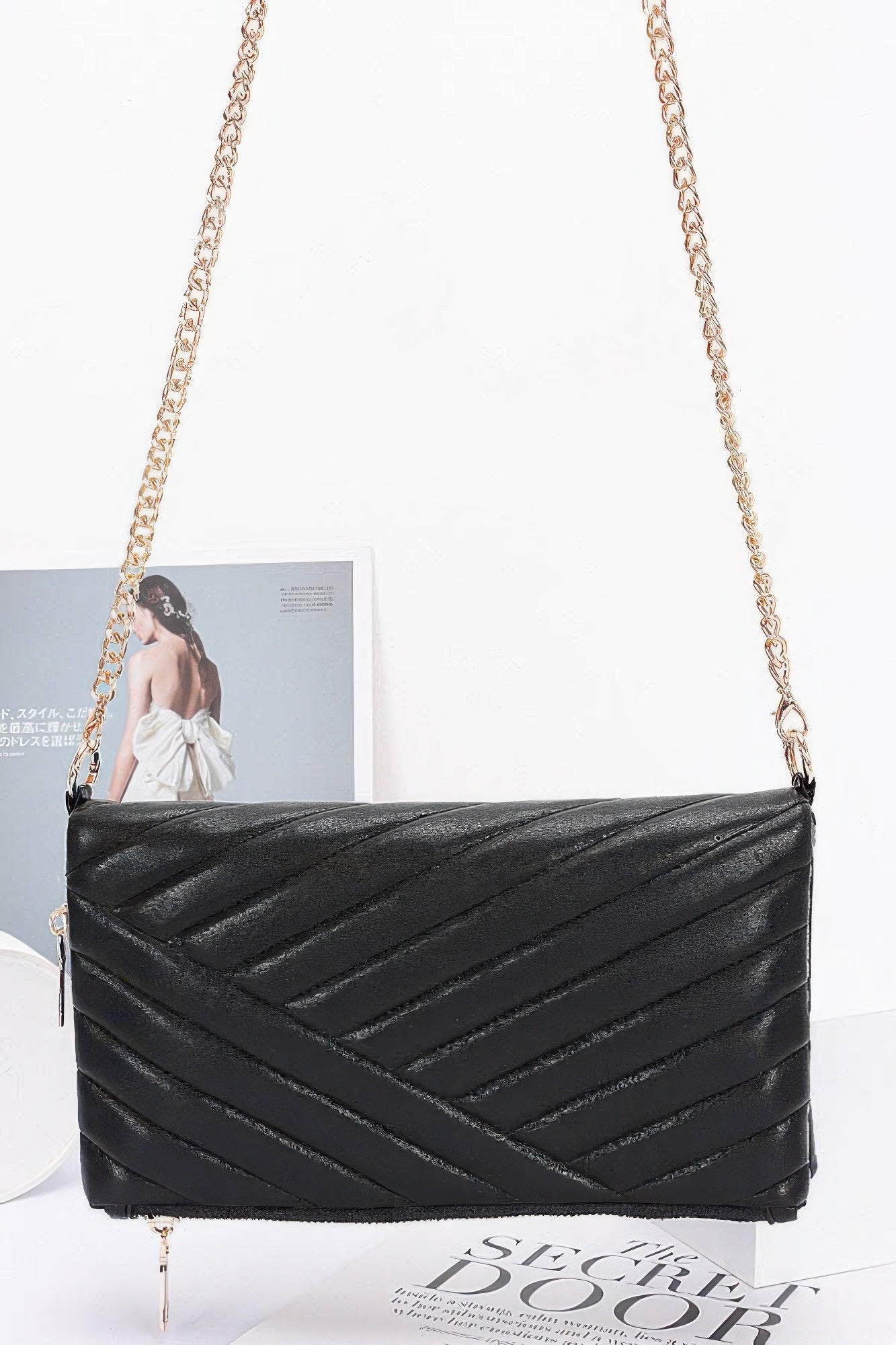 Quilted Faux Leather Half Folded Cltuch | Mixtshop LLC