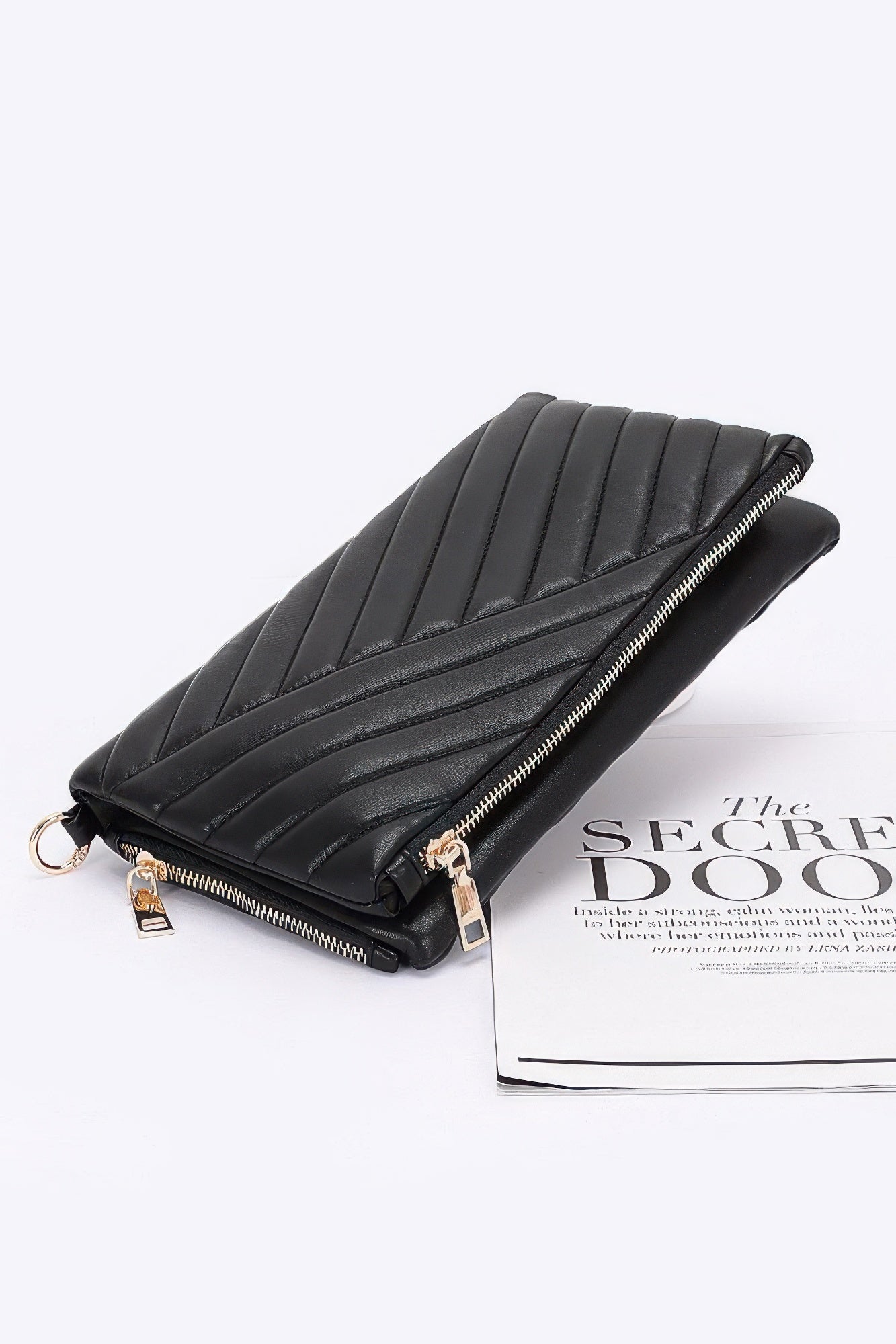 Quilted Faux Leather Half Folded Cltuch | Mixtshop LLC