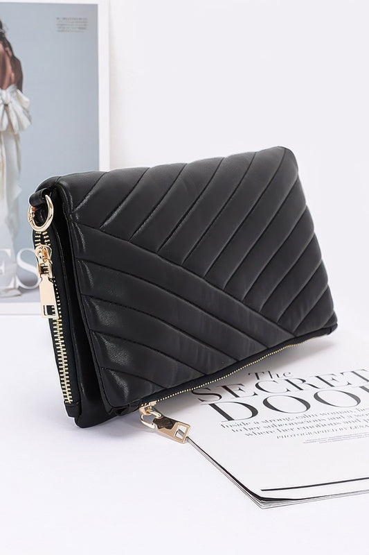 Quilted Faux Leather Half Folded Cltuch | Mixtshop LLC