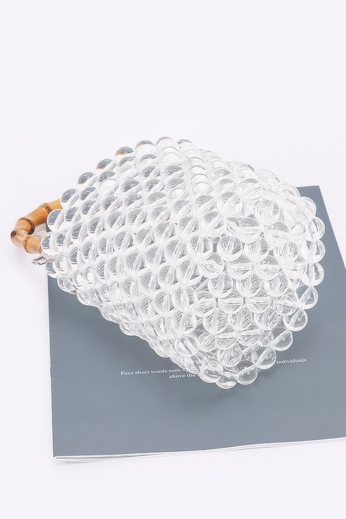 Bamboo Handle Transparent Bead Chic Tote Bag | Mixtshop LLC