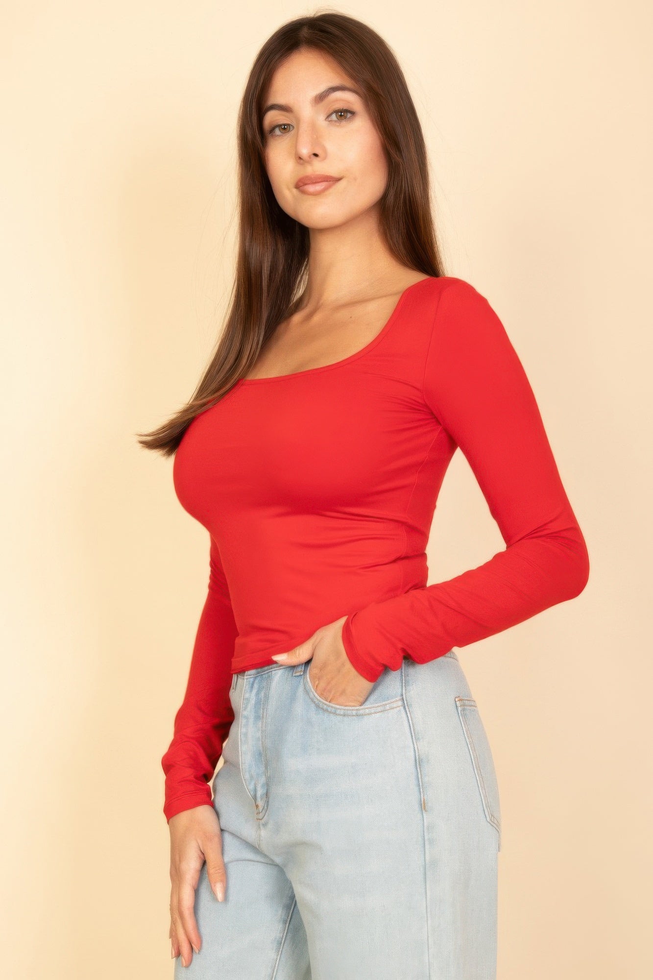 Square Neck Long Sleeve Top | Mixtshop LLC