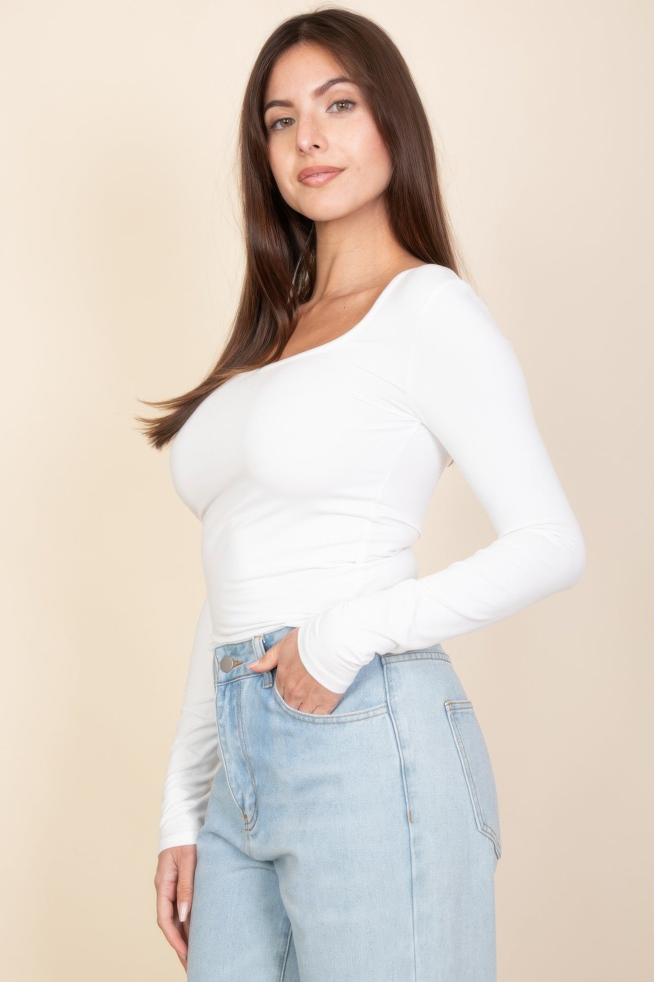 Square Neck Long Sleeve Top | Mixtshop LLC