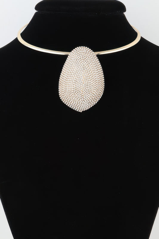 Rhinestone Plate Choker Necklace | Mixtshop LLC