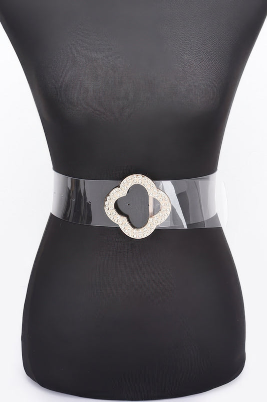 Rhinestone Metal Buckle Clear Belt | Mixtshop LLC