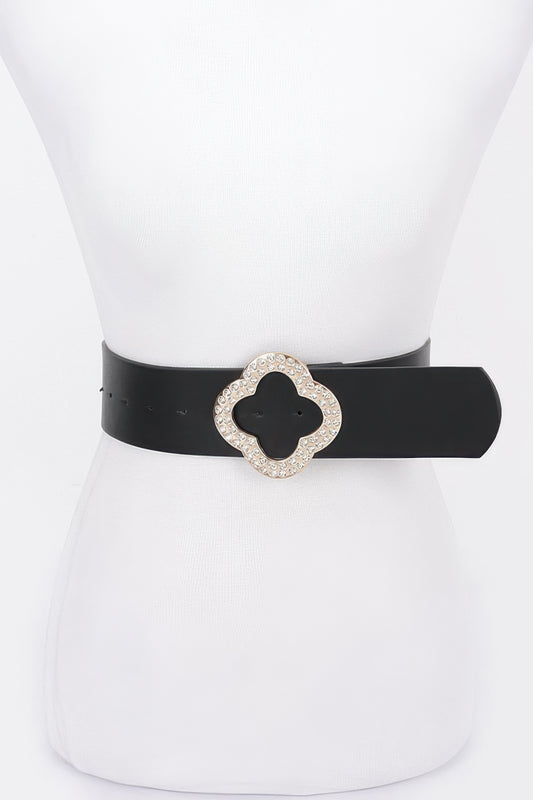 Rhinestone Metal Buckle Metallic Stretch Belt | Mixtshop LLC