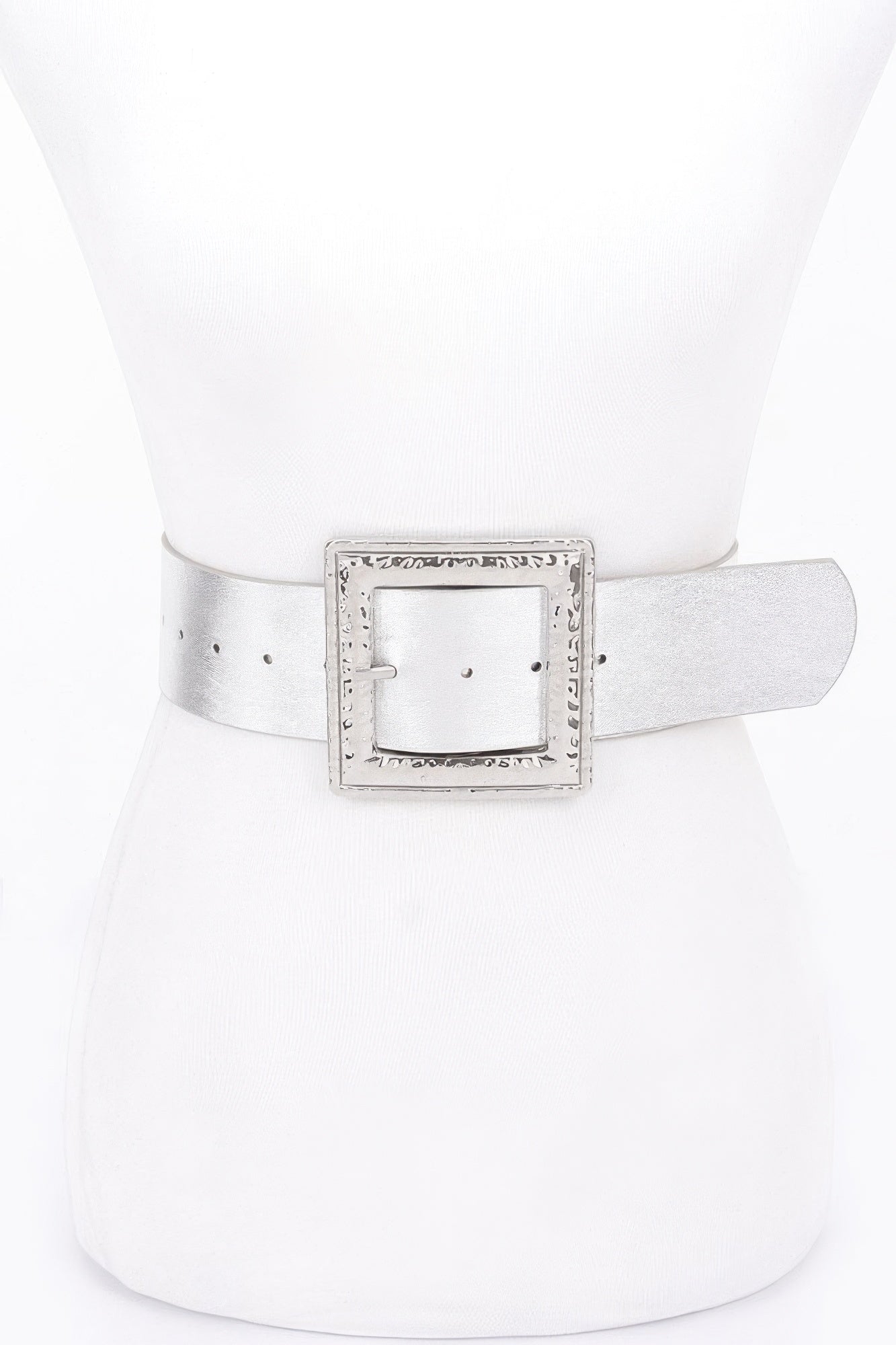 Hammered Metal Buckle Stretch Belt | Mixtshop LLC