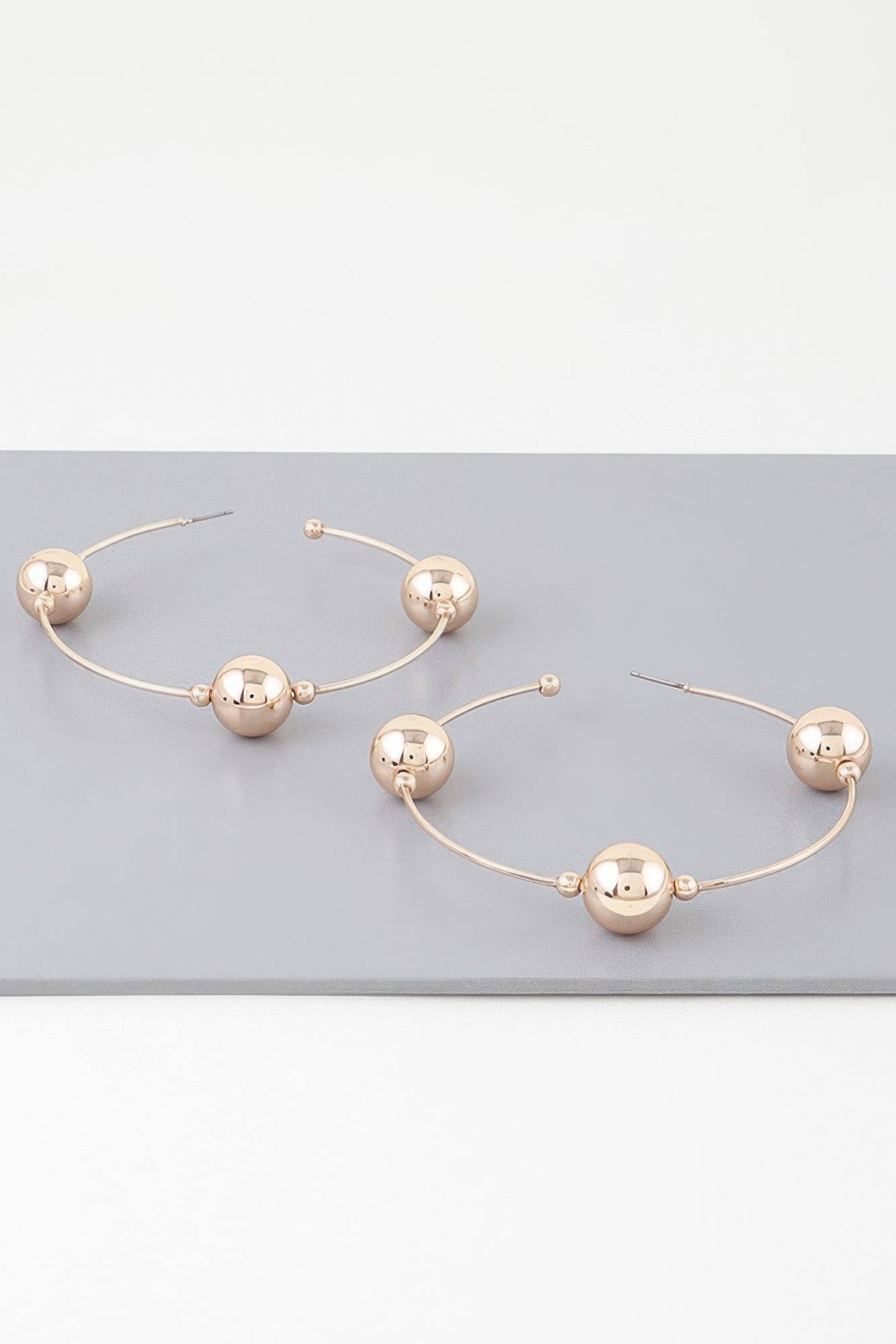 Triple Shiny Bead Hoop Earrings | Mixtshop LLC