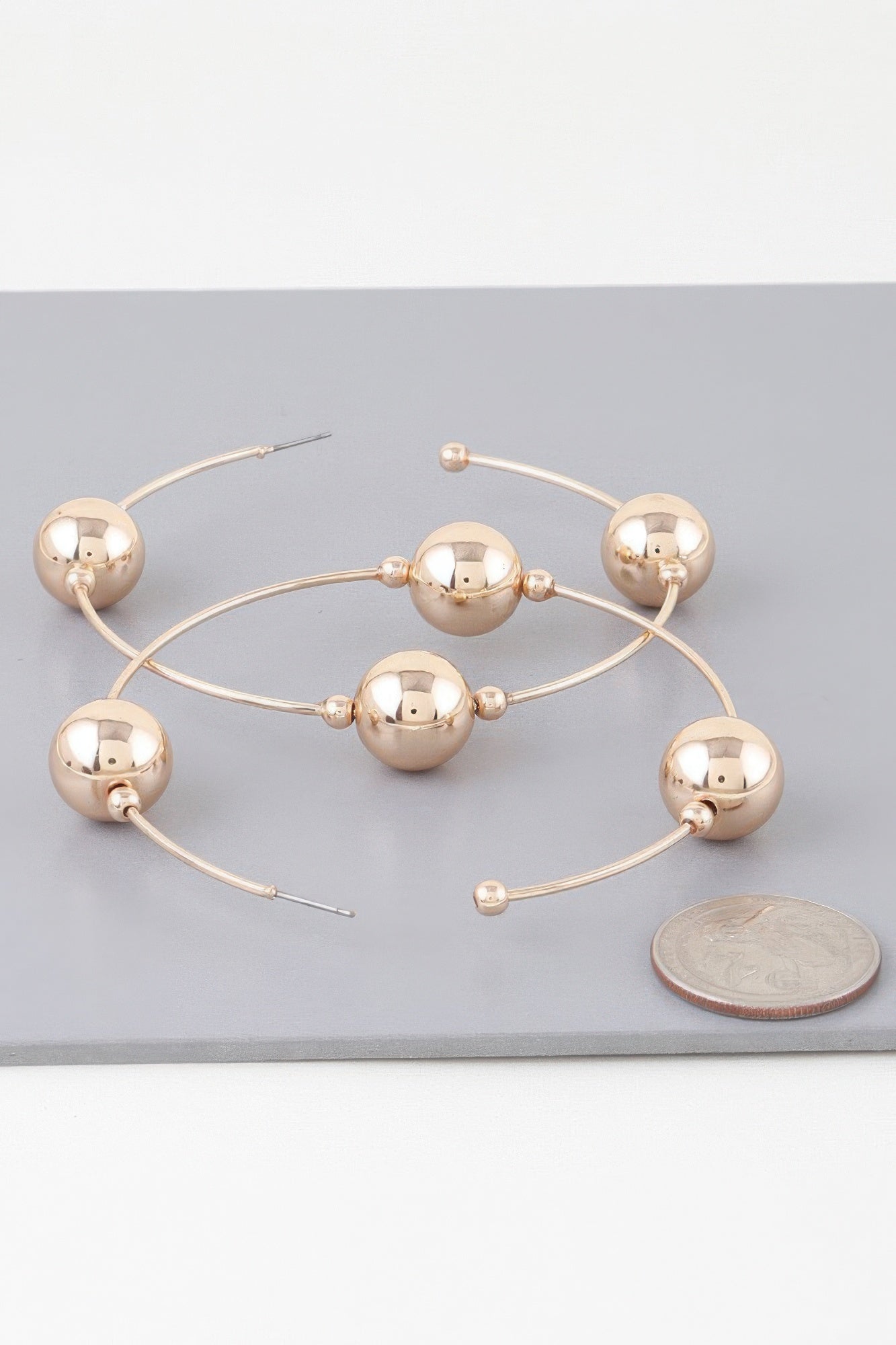 Triple Shiny Bead Hoop Earrings | Mixtshop LLC