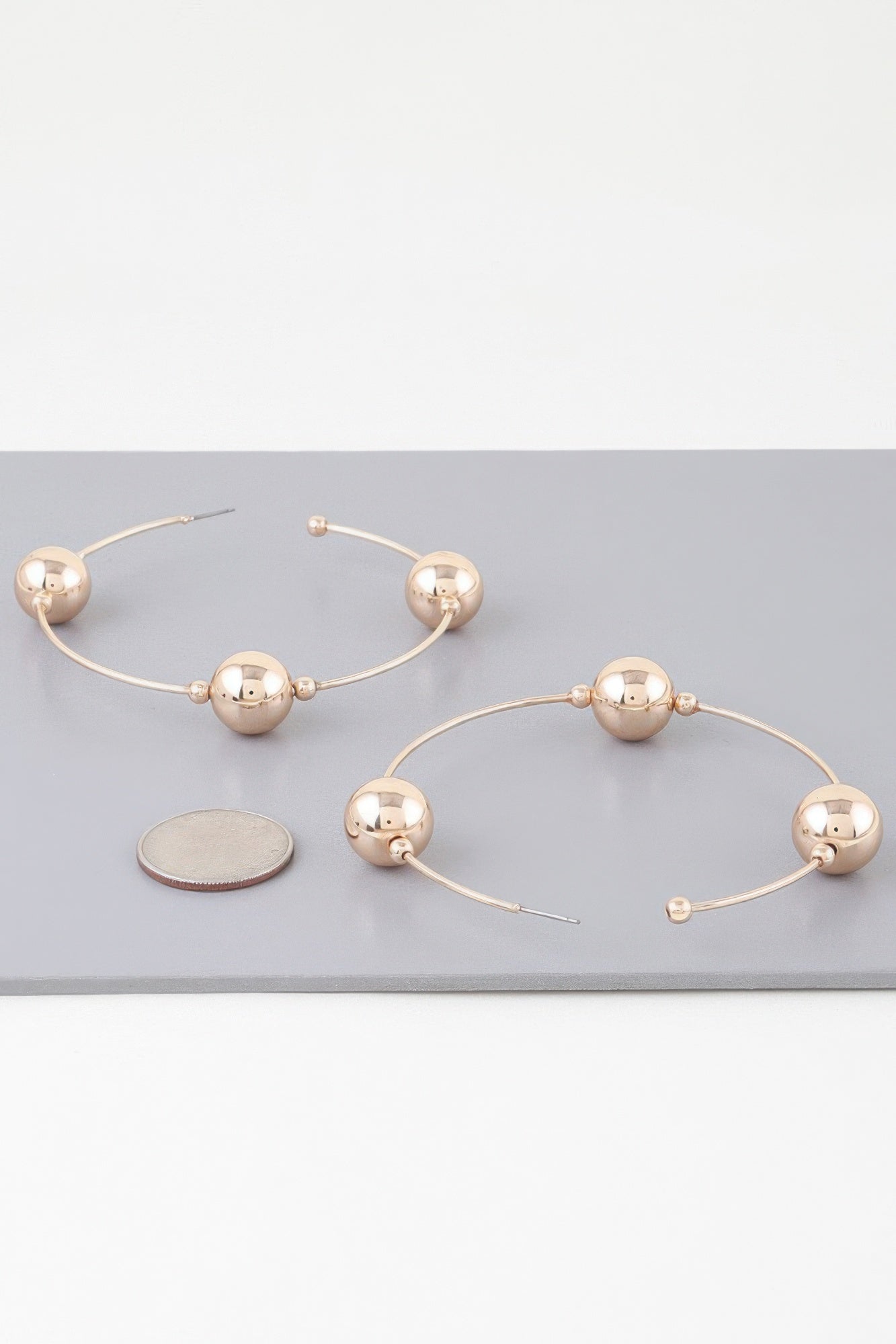 Triple Shiny Bead Hoop Earrings | Mixtshop LLC