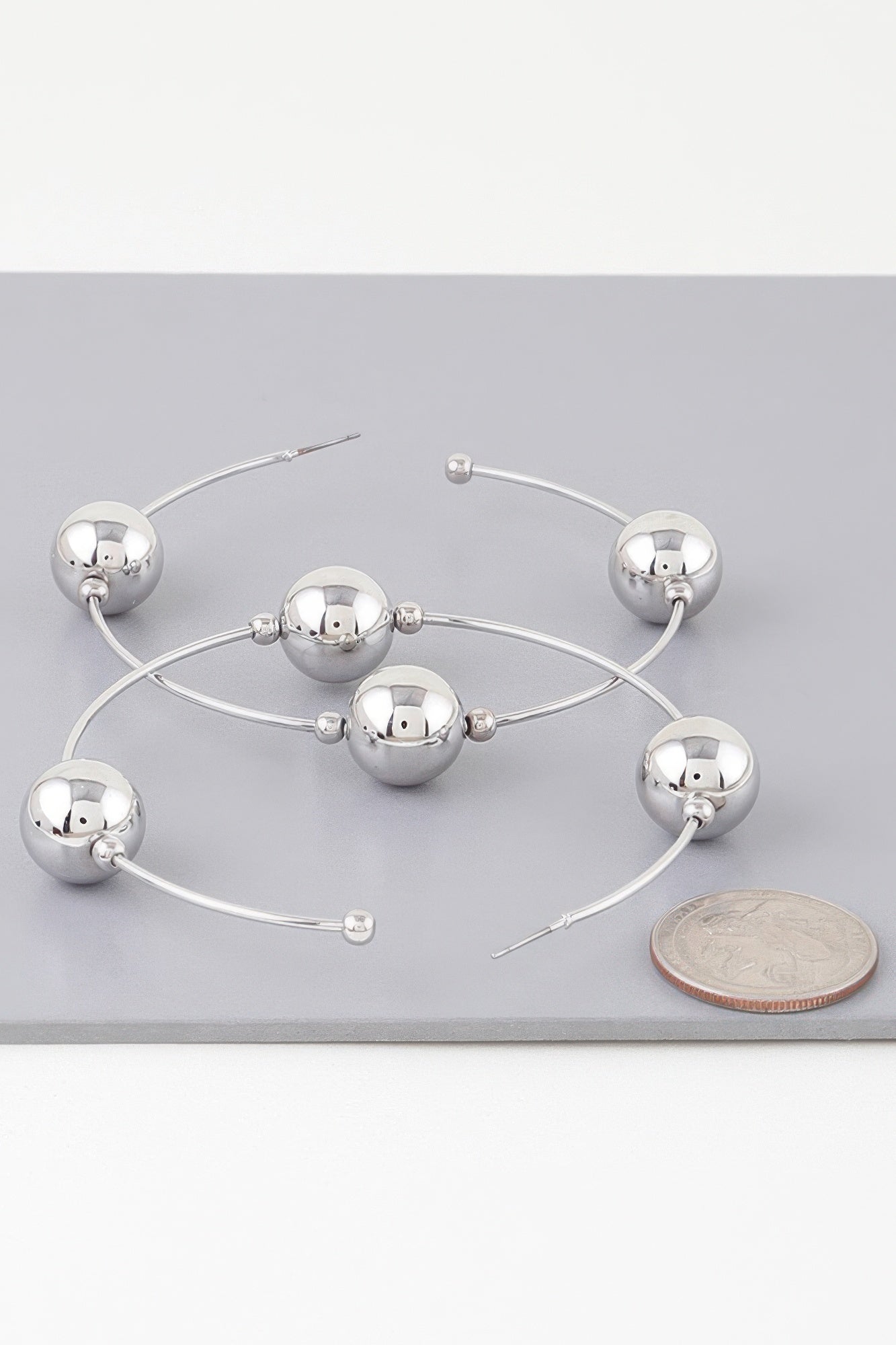 Triple Shiny Bead Hoop Earrings | Mixtshop LLC