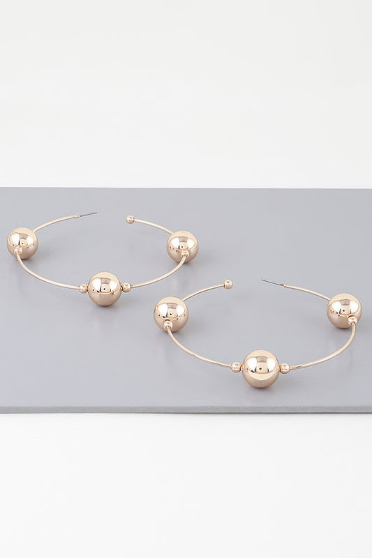 Triple Shiny Bead Hoop Earrings | Mixtshop LLC