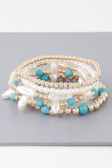 Multi Stone N Pearl Beaded Bracelet | Mixtshop LLC