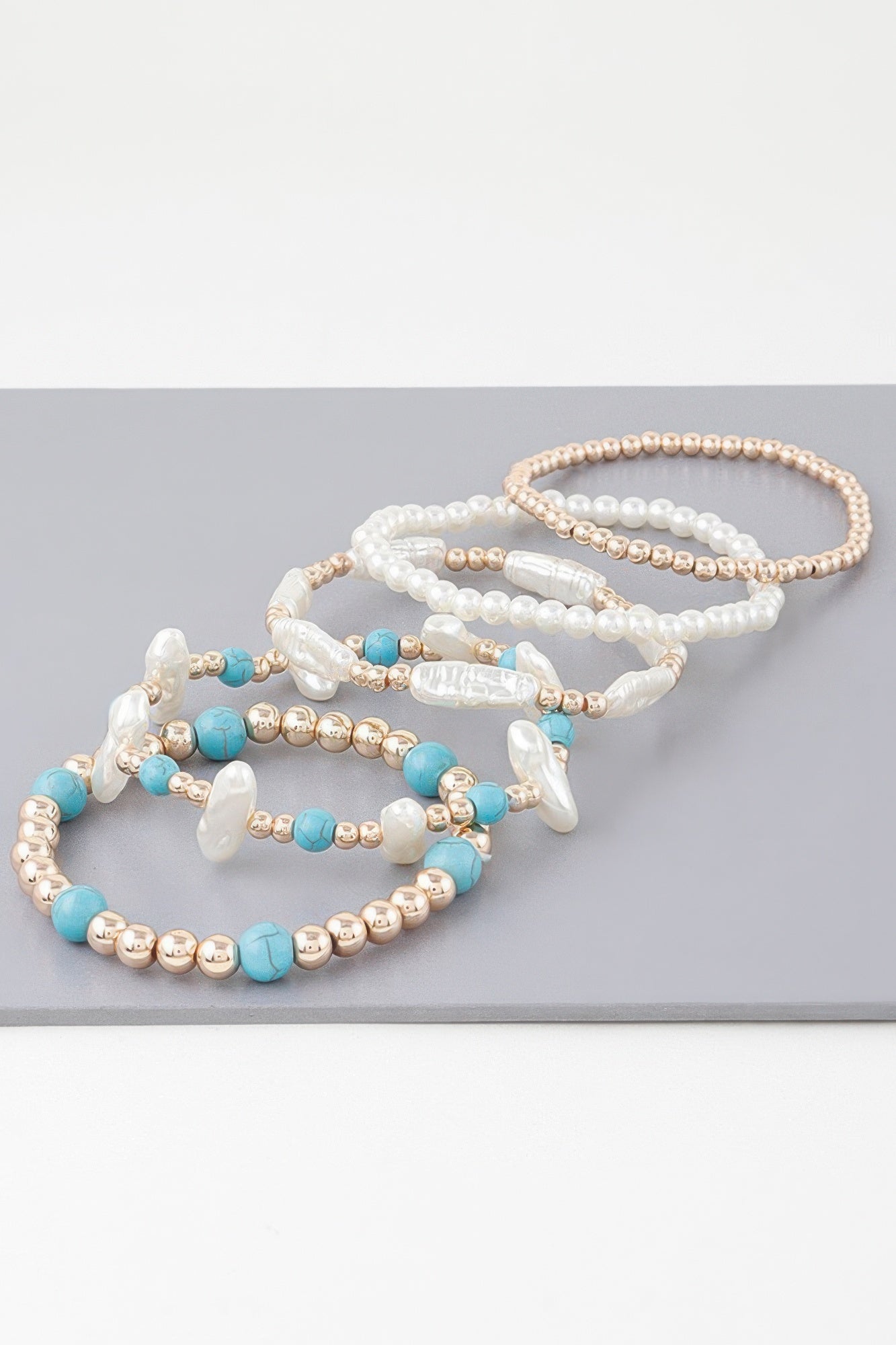 Multi Stone N Pearl Beaded Bracelet | Mixtshop LLC