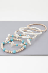 Multi Stone N Pearl Beaded Bracelet | Mixtshop LLC