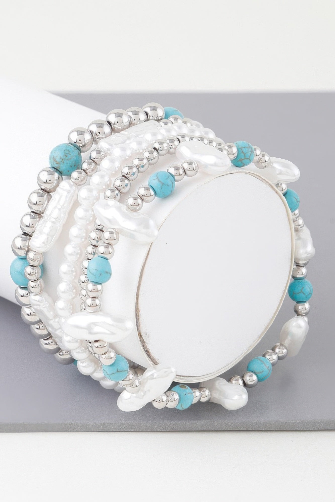 Multi Stone N Pearl Beaded Bracelet | Mixtshop LLC