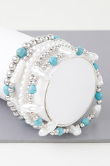 Multi Stone N Pearl Beaded Bracelet | Mixtshop LLC