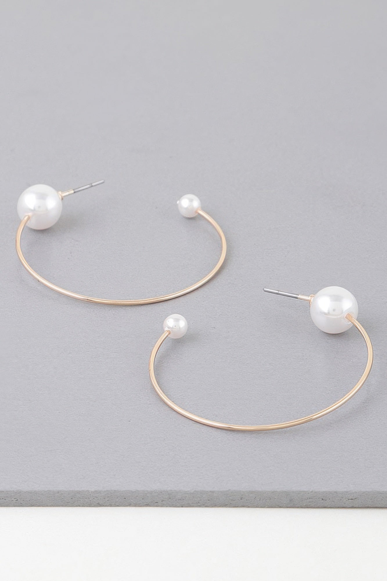 Shiny Delicate Pearl Hoop Earrings | Mixtshop LLC