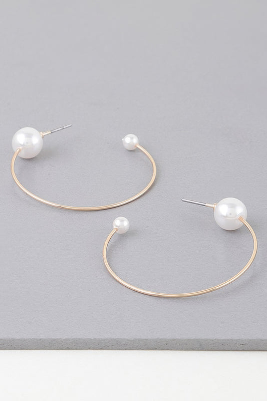 Shiny Delicate Pearl Hoop Earrings | Mixtshop LLC