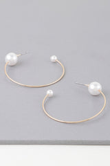 Shiny Delicate Pearl Hoop Earrings | Mixtshop LLC