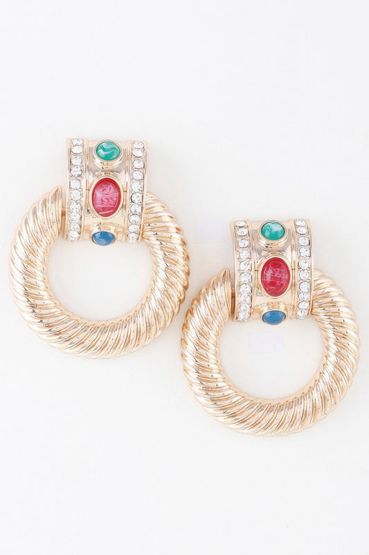 Bejeweled Twisted Hoop Drop Earrings | Mixtshop LLC