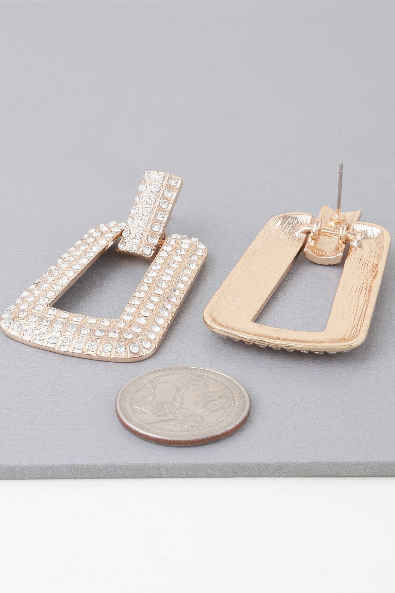 Triple Rhinestone Frame Earrings | Mixtshop LLC