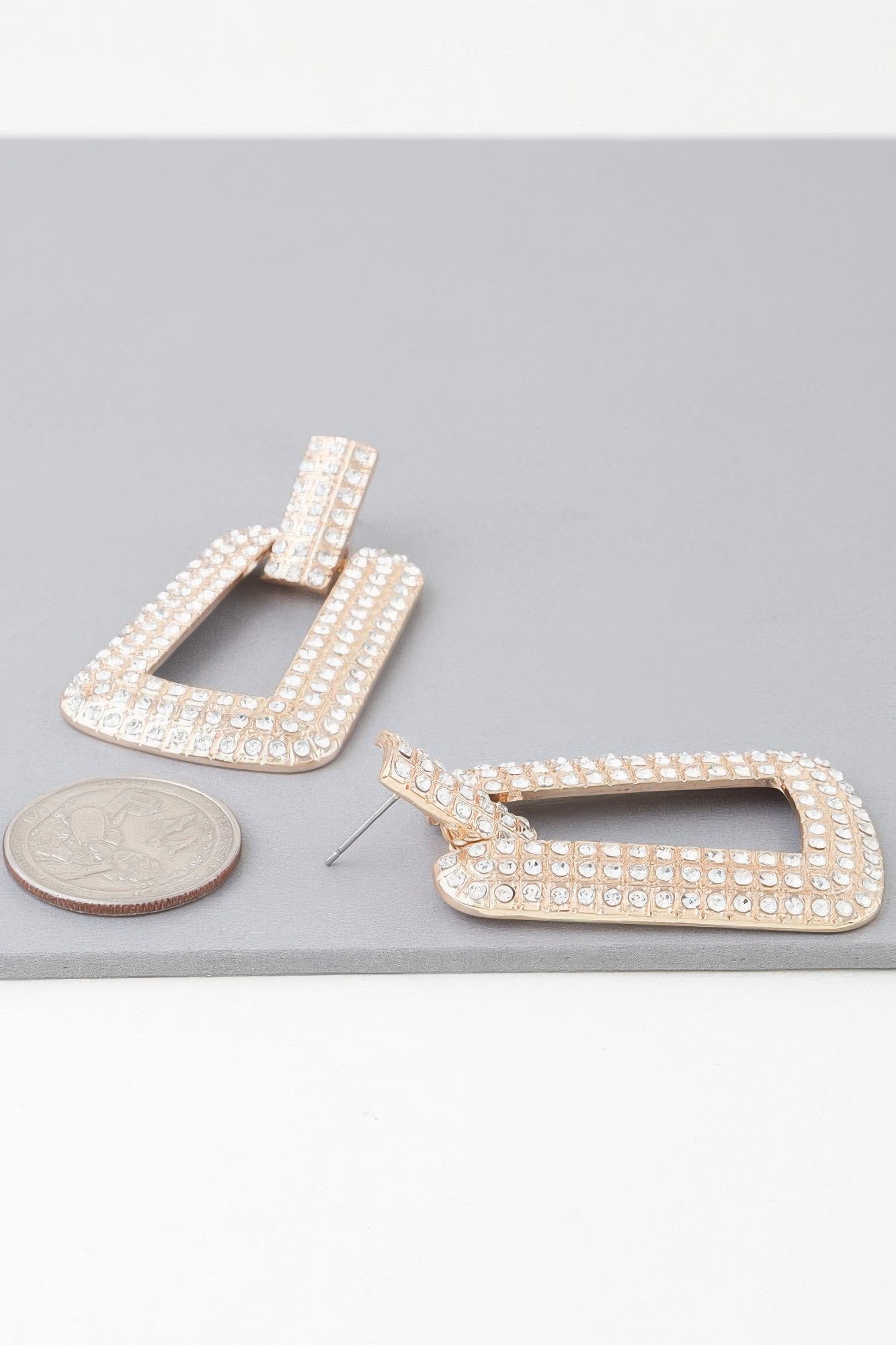 Triple Rhinestone Frame Earrings | Mixtshop LLC